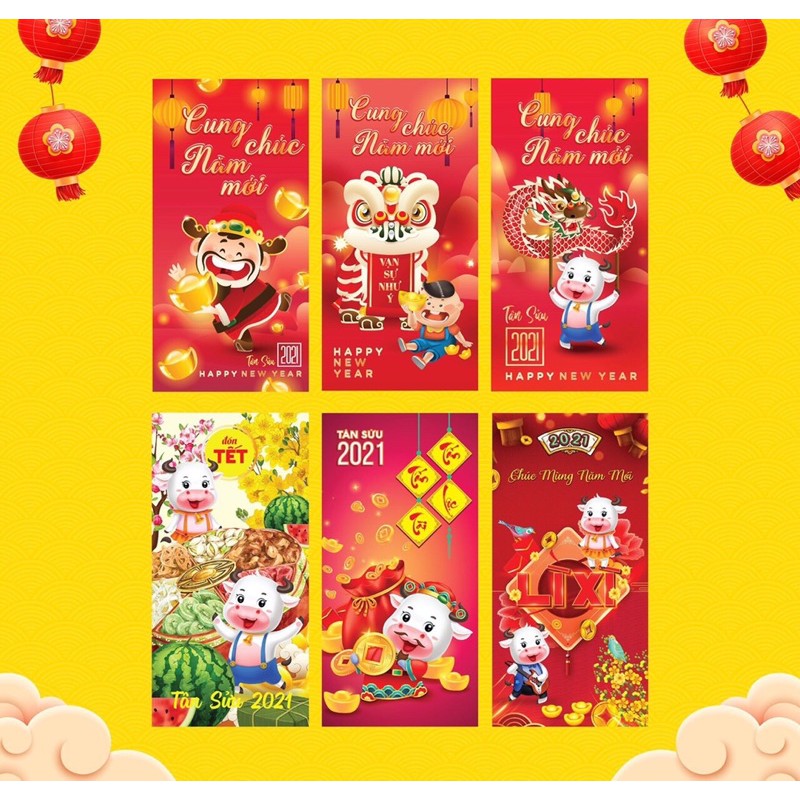 Sỉ 500- 1000 lixi mẫu mới 2021 giấy đẹp tặng túi nilon