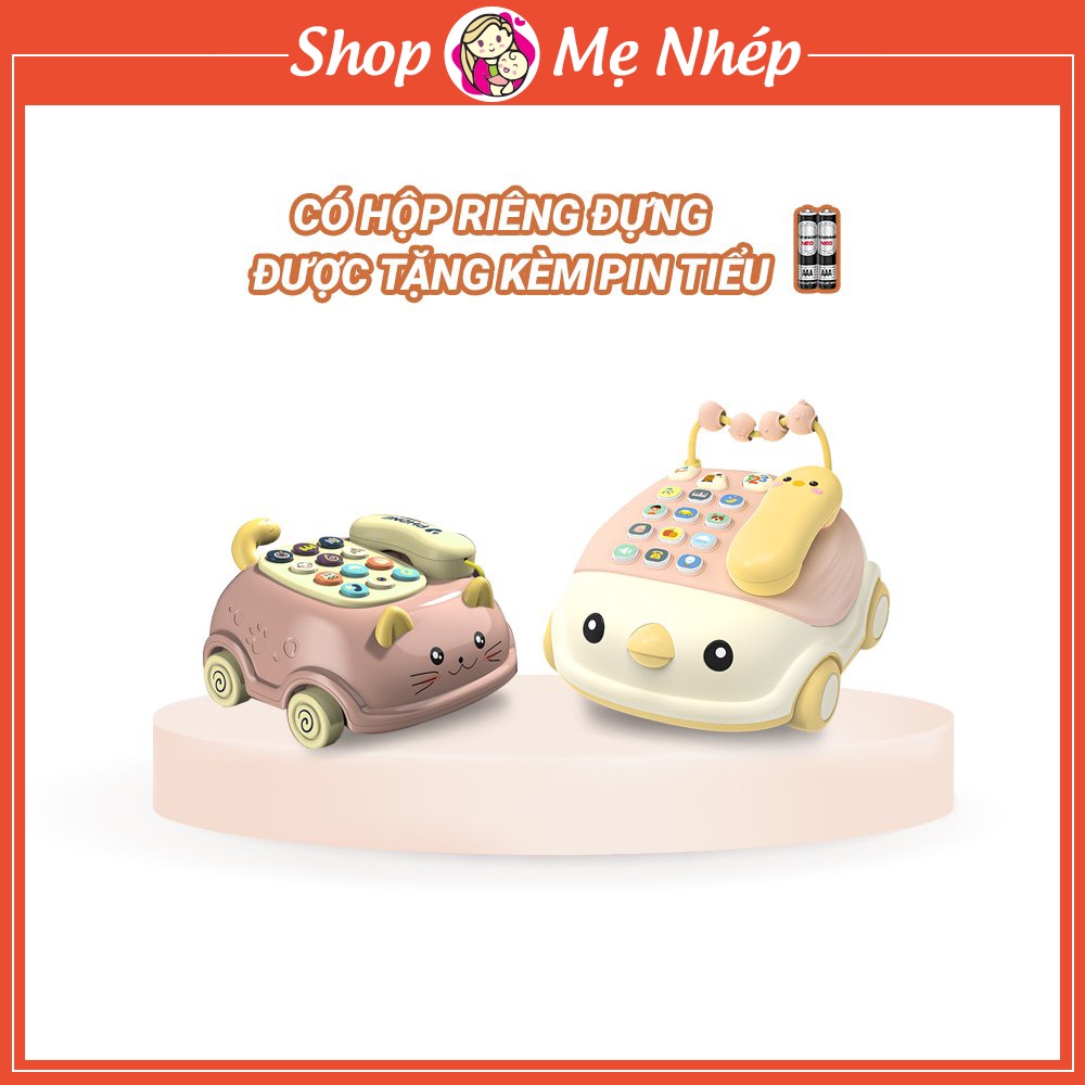 Điện thoại đồ chơi hình gà con mèo con có rất nhiều giai điệu nhạc khác nhau (có hộp và được tặng kèm pin tiểu)