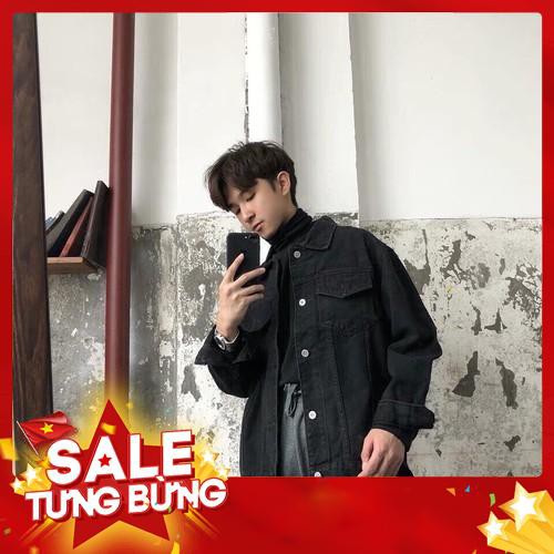 SALE SẬP SÀN Nhập WAPCK111 giảm 25k đơn từ 200k - Áo Khoác JEAN ĐEN B1 Nam Nữ Unisex -Hàng nhập khẩu