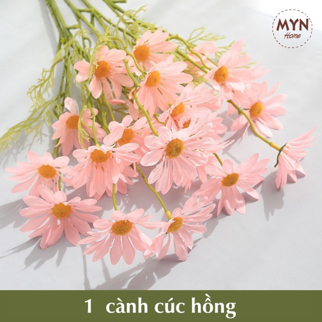 Hoa cúc họa mi, cúc hà lan giả bằng lụa 1 cành 5 bông loại dài 52cm MYN Home