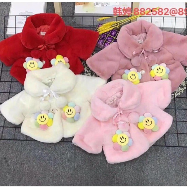 Áo choàng lông hình bông hoa cao cấp cho bé 8-16kg