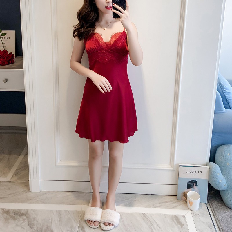 Váy ngủ hai dây lụa satin sexy cao cấp Áo choàng gợi cảm quyến rũ | BigBuy360 - bigbuy360.vn