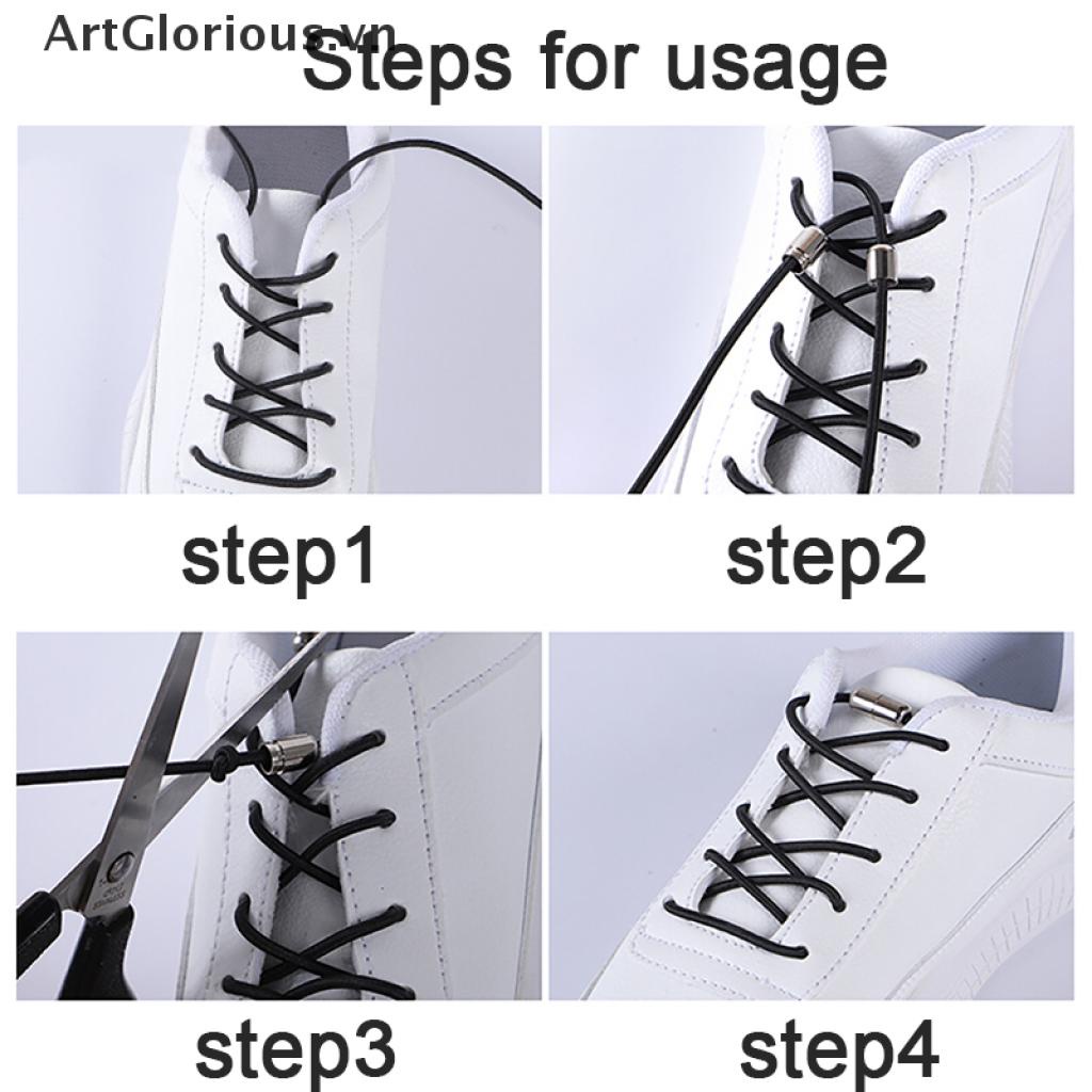 1 Cặp Khóa Dây Giày Co Giãn Không Cần Buộc Bằng Kim Loại