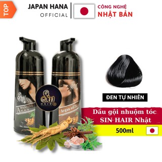Dầu Gội Phủ Bạc SIN HAIR Nhật Bản 500ml, Gội Nhuộm Tóc Nhân Sâm Giúp Phủ Bạc Đen Tóc, 100% Thảo Dược Thiên Nhiên