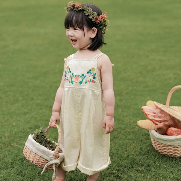 Áo Liền Quần Kiểu Hàn Quốc Thêu Họa Tiết Thời Trang Mùa Hè Mới Cho Bé Gái