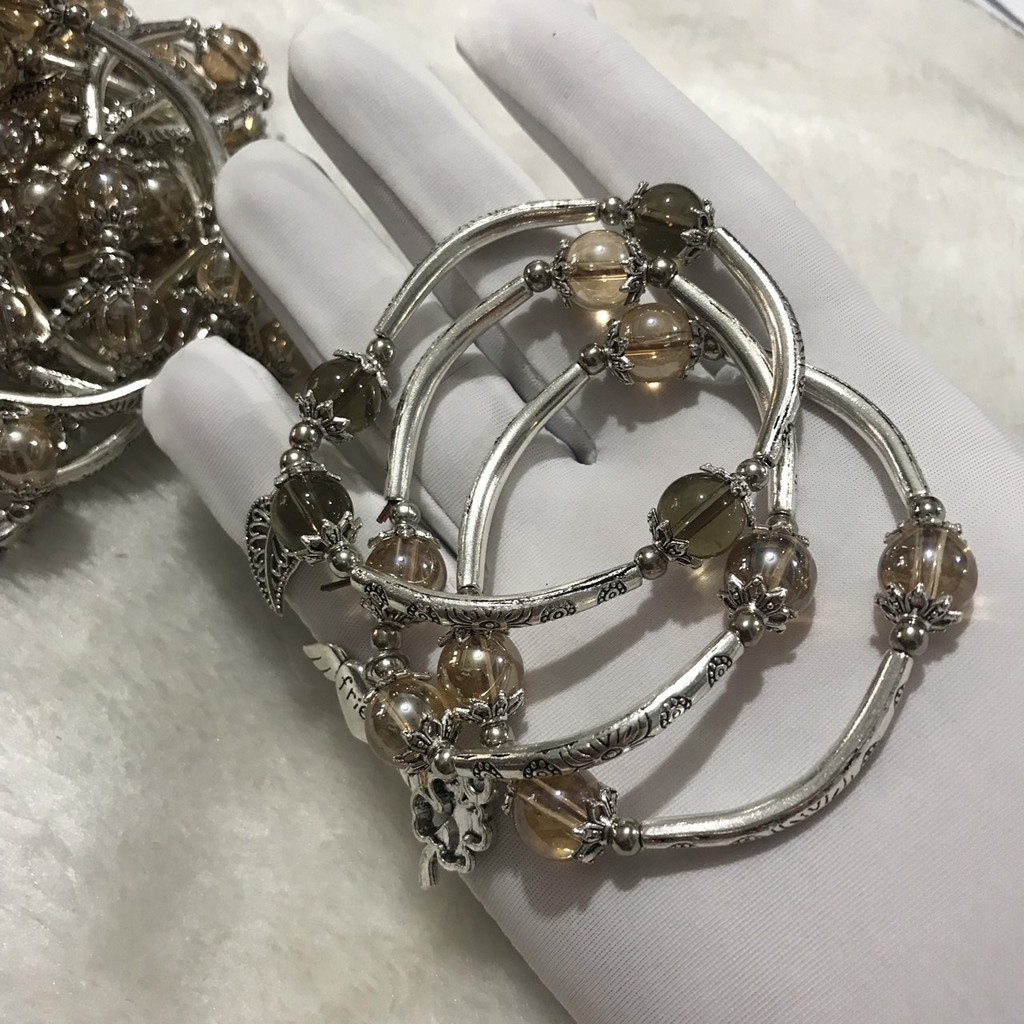 VT168 Vòng tay mix charm bạc xi.
