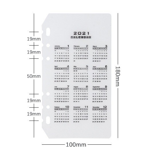 Bìa lịch cho sổ còng planner A5 A6 phân trang nhựa dẻo màu trắng mờ