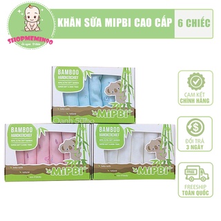 MIPBI - Set 6 khăn sữa cao cấp 100% sợi tre MIPBI siêu mềm, không xù, không bụi vải, kích thước 30*30 - HÀNG CHÍNH HÃNG