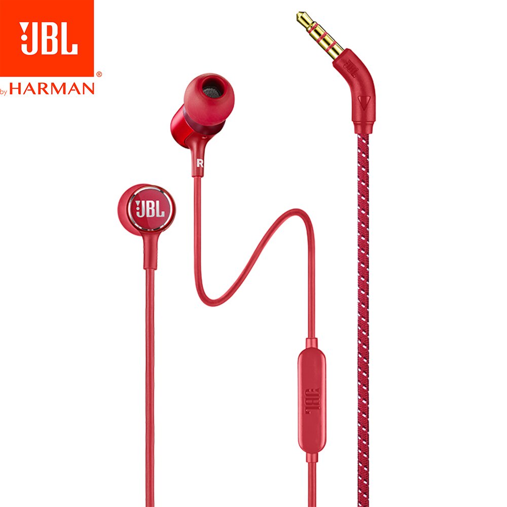 JBL Live100 Signature Sound Tai nghe trong tai 3.5mm Jack Tai nghe chơi game thể thao có dây Harman Stereo Tai nghe Bass sâu với Microphone