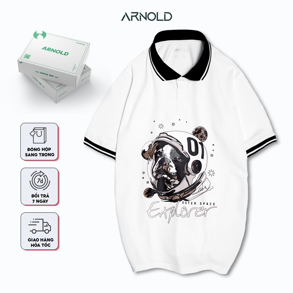 [Mã BMBAU50 giảm 7% đơn 99K] Áo thun polo nam OUTERSPACE hình Bulldog vải cá sấu Cotton thoáng mát - ARNOLD