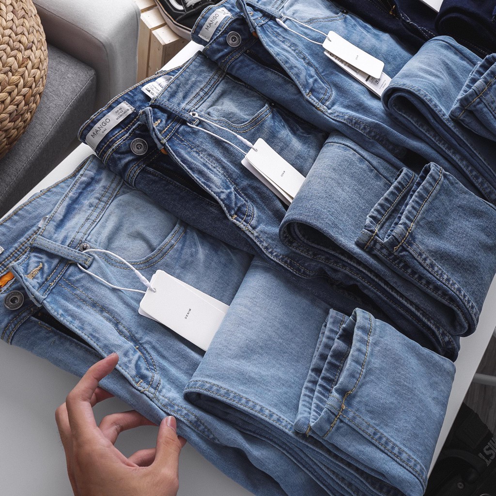 Quần jean VNXK - Quần jeans nam MG xanh nhạt trơn không rách form slim fit (3 mẫu) shop LA STORE