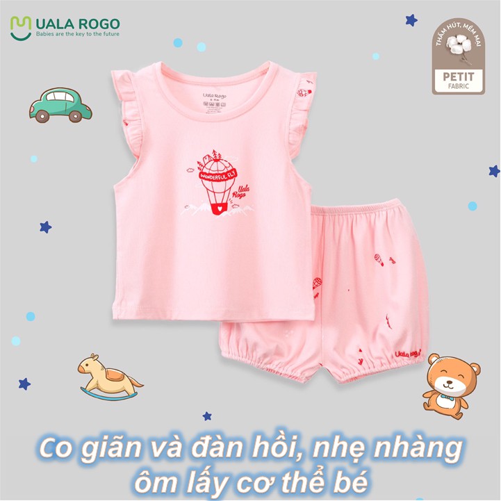 [UalaRogo 2222] Bộ Cộc Ba Lỗ Petit Siêu Mềm Mịn Cao Cấp Thấm Hút Tốt | In Hình Giao Thông | Bé Trai Bé Gái