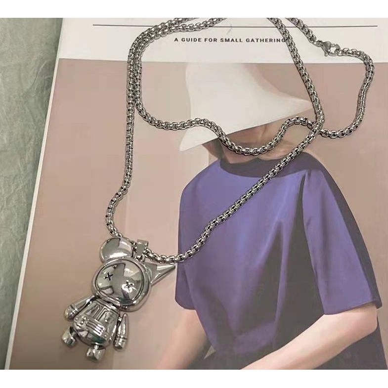 Vòng cổ nam nữ unisex dây chuyền PUN màu bạc Titan đẹp phụ kiện thời trang - Vòng cổ Benny