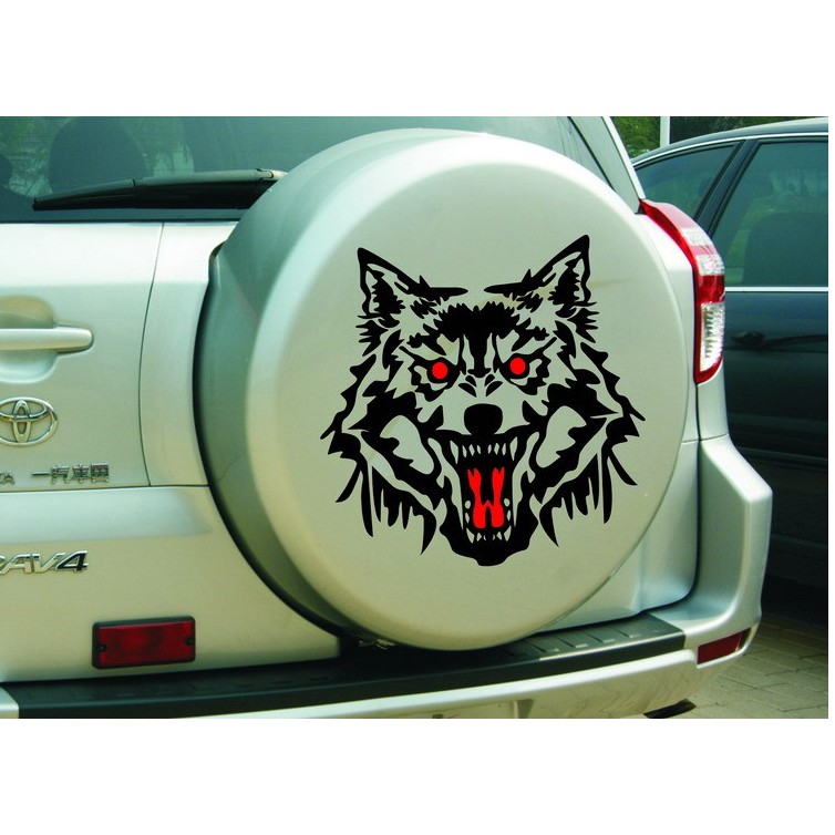 [KT 40x40] Tem Decal Dán Trang Trí Xe Ô Tô Hình Đầu Sói Cá Tính