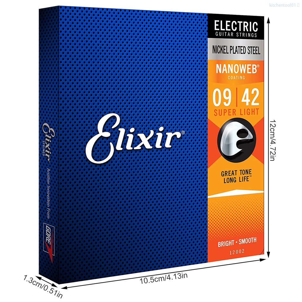 Set 6 dây đàn guitar điện Elixir 12002 9-42 phủ lớp siêu nhẹ chống rỉ