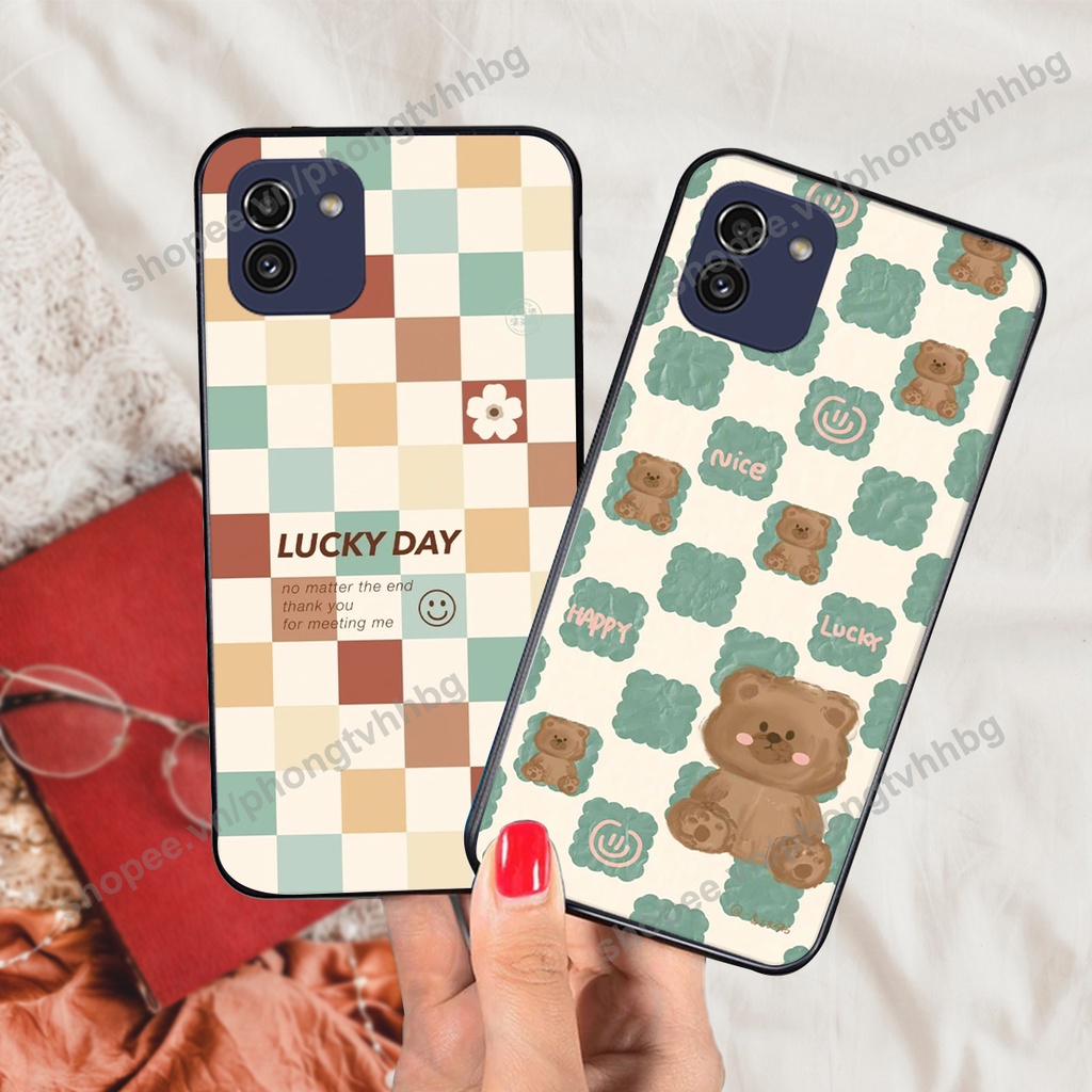 Ốp lưng Samsung A03 / A03 Core in mẫu gấu bo viền , smile mặt cười cực cute đẹp