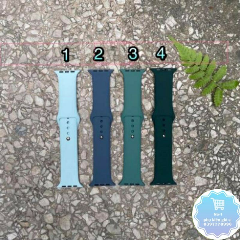 DÂY CAO SU APPLE WATCH SPORT BANDS CAO CẤP 4 SẮC XANH - BÓNG ĐÊM - RÊU - MINT FULL SIZE 1 2 3 4 5 38mm 40mm 42mm 44mm