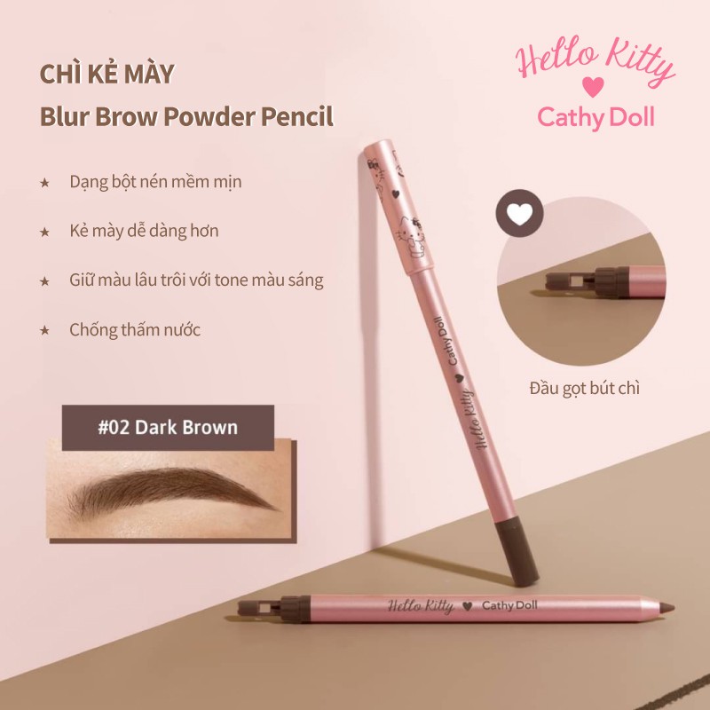 Chì kẻ mày lâu trôi Hello Kitty Cathy Doll Blur Brow Powder Pencil 0.37g