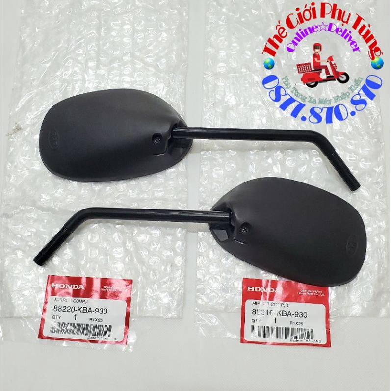 Kính hậu - Kiếng hậu Wave thái gọng xi, đen zin Thái Lan - 88220-KBA-930 /88210-KBA-930 /88220-KFL-D20 /88210-KFL-D20