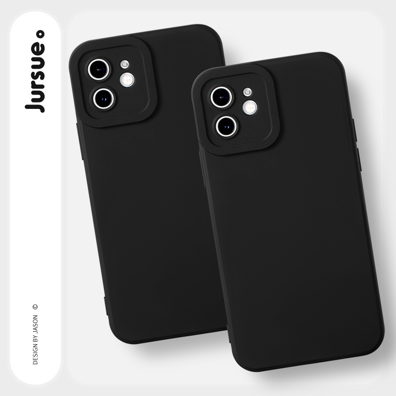 Ốp lưng JURSUE mềm chống bẩn chống sốc viền vuông màu đen Cho iPhone 15 14 13 12 11 Pro Max SE 2020 X XR XS 8 7 ip 6S 6 Plus YCS8