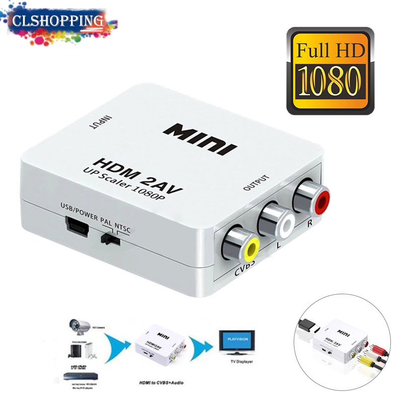 Đầu Chuyển Đổi 1080p HDMI Sang AV HD RCA AV / Cvsb L / R Video 1080p Hỗ Trợ Ntsc Pal