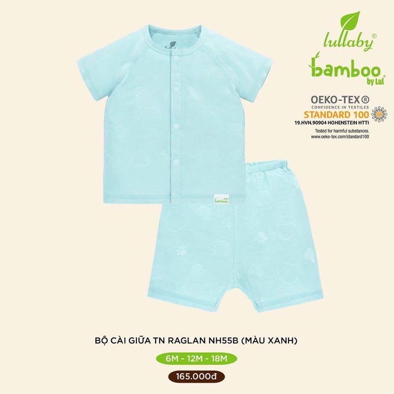 [Mã FAMAYFA2 giảm 10K đơn 50K] Bộ cài giữa tay ngắn Raglan sợi tre Lullaby size 6m-18m