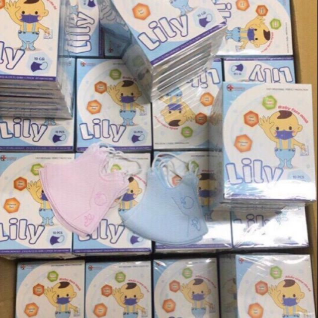 [ Cam kết chính hãng] Bộ 5 và 10 hộp khẩu trang trẻ em Lily xuất Nhật