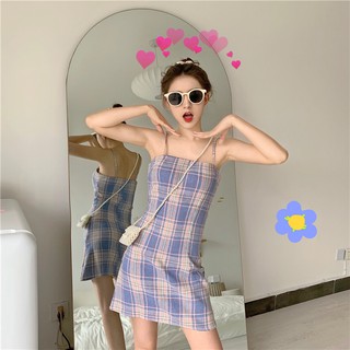 Váy 2 Dây 🎀FREESHIP🎀 Giảm 5k nhập mã [ VAY BODY ] Váy Hai Dây Caro Nữ Hàn Quốc
