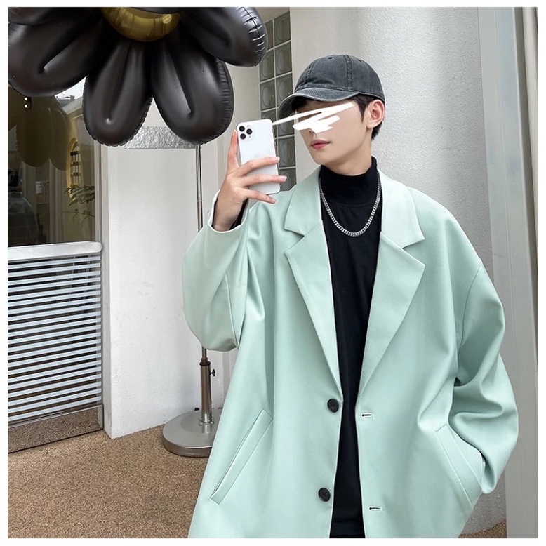 Áo Khoác Blazer Nam Nữ Form Rộng Dài Tay Thời Trang Unisex Basic Cổ Vest ,Phong Cách Hàn Quốc