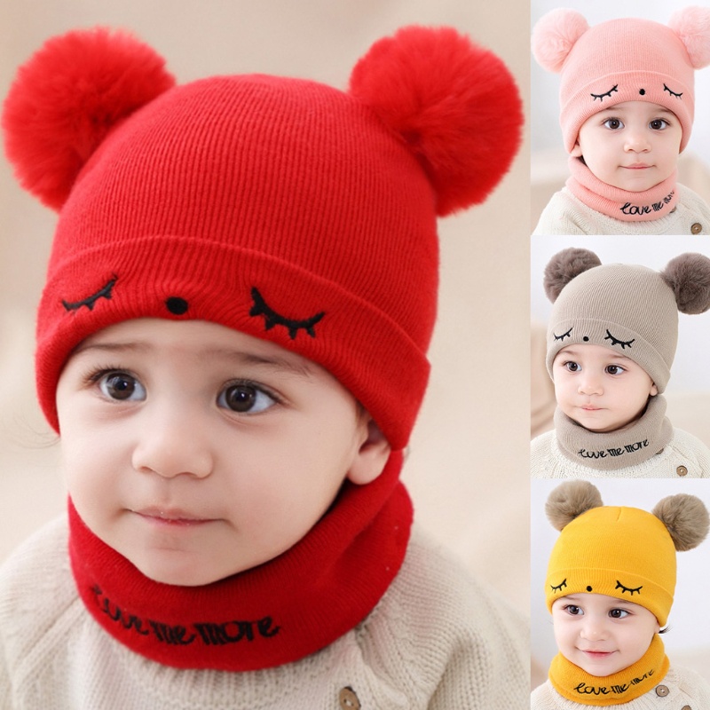 Mũ Len Choàng Cổ Giữ Ấm Cho Bé Sơ Sinh