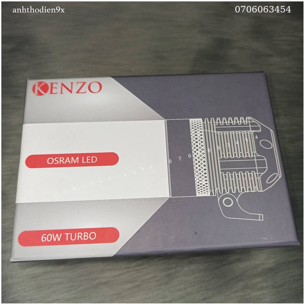 Freeship Extra Trợ Sáng Chính Hãng Kenzo Kz40v4 Turbo 60W Chip Osram