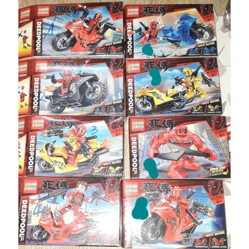 Lắp ráp 1 hộp Lego_Deedpool 6944 có nhiều chi tiết bằng nhựa rất đẹp