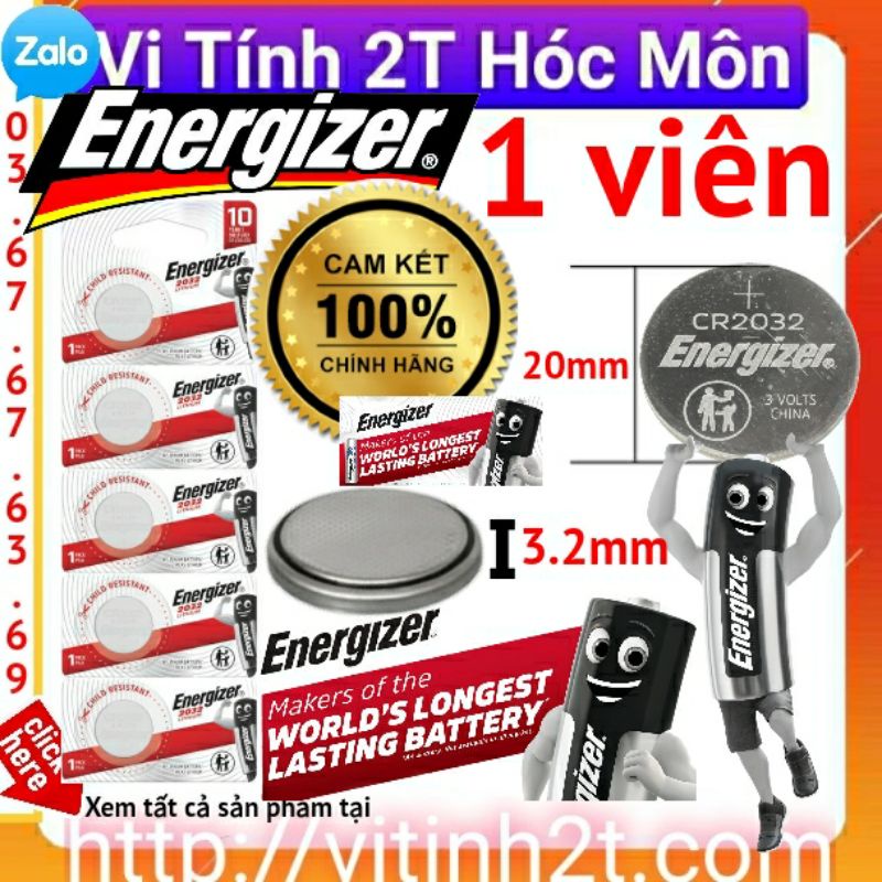 (Hỏa tốc TpHCM) 1 Vỉ 1 Viên pin Energizer CR2032 Chính hãng 2032