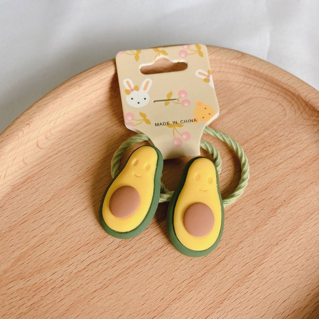 SET 2 DÂY BUỘC TÓC, CỘT TÓC CHO BÉ GÁI HÌNH TRÁI CÂY NHÁM BẢN TO