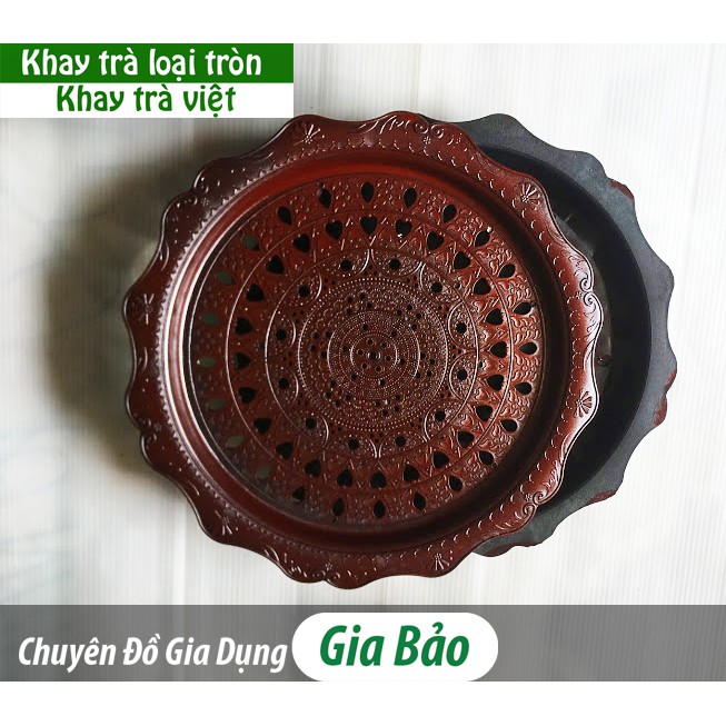 Khay trà nhựa giả gỗ loại tròn