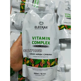 ELECKAR professional hấp dầu phục hồi tóc vitamin complex collagen bịch (500ml)