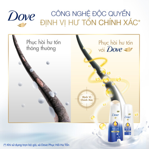 Combo Dầu gội và Kem xả DOVE Phục Hồi Hư Tổn Tinh Chất Serum cao cấp dưỡng tóc khỏe đẹp 880g, 180ml