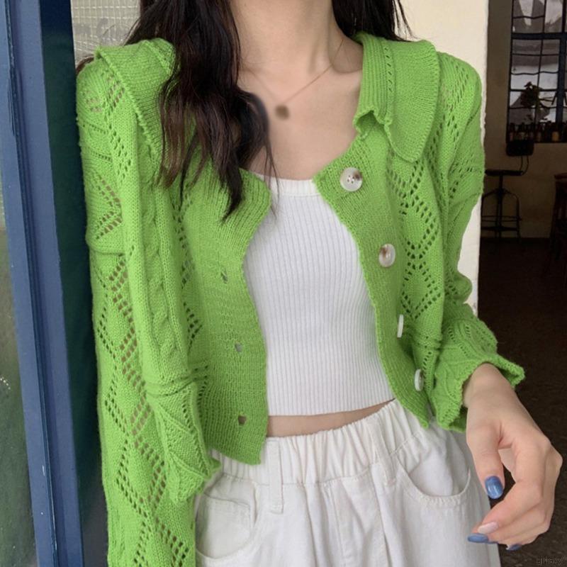 Áo khoác cardigan dệt kim mỏng tay dài dáng rộng phong cách retro Hàn Quốc thời trang dành cho nữ