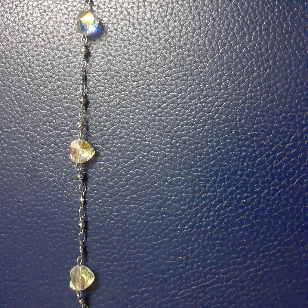 (Hình Thật 100%) Lắc tay inox xỏ ngang 3 trái tim nhiều màu lấp lánh pha lê - đẹp, không đen - chuẩn thời trang