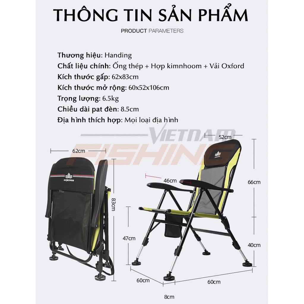 Ghế câu cá lớn Handing cao cấp