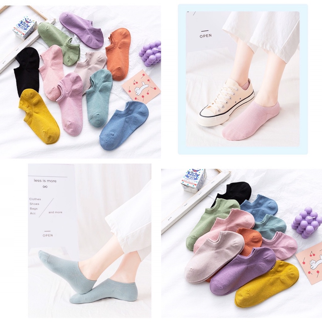 Tất Vớ Nữ Cổ Ngắn Basic, Cotton Co Giãn, Trơn Unisex Nhiều Màu Thoáng Khí Chống Hôi Chân Xuất Nhật - Misushop