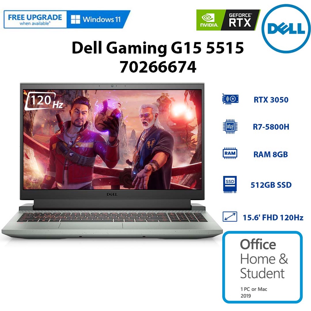 Laptop Dell Gaming G15 5515 (70266674) R7-5800H | 8GB | 512GB | RTX™ 3050 4GB | 15.6' FHD 120Hz