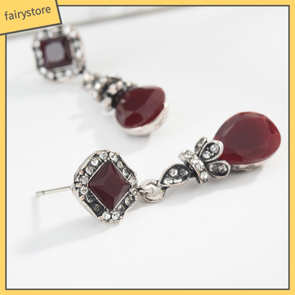 Khuyên tai dài đính đá phong cách cổ điển thanh lịch dành cho nữ