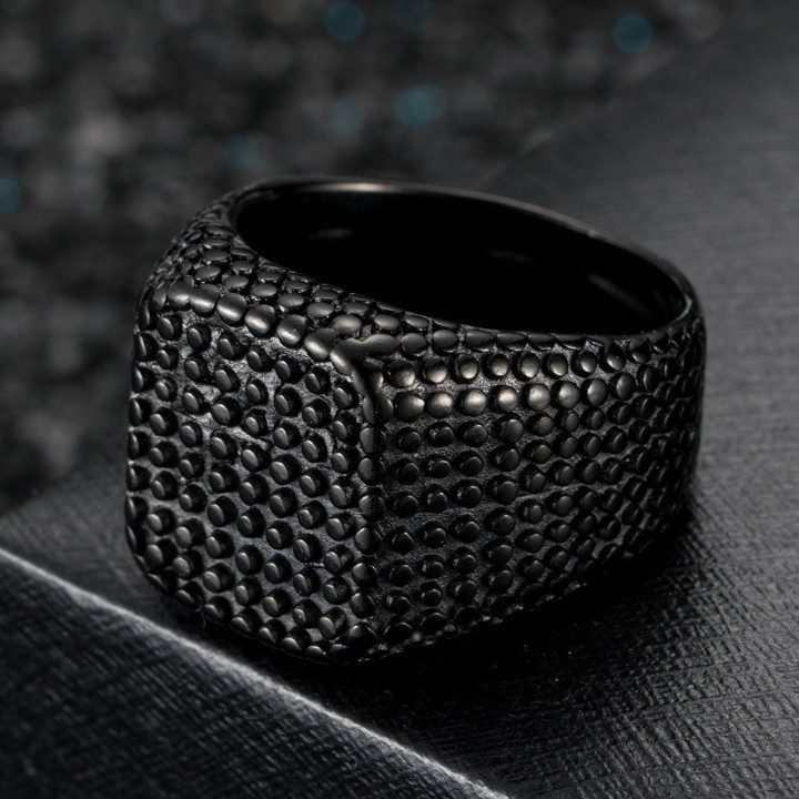 Nhẫn Nam Mặt Vuông Titan Ko Đen TT 1378