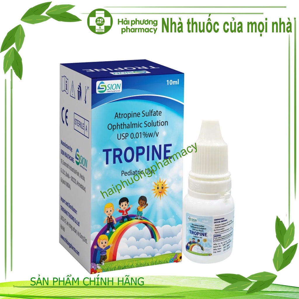 Dung dịch nhỏ mắt Kiểm Soát Cận Thị cho trẻ Tropine 0.01% nhập khẩu Ấn Độ(Lọ cao cấp 10ml)