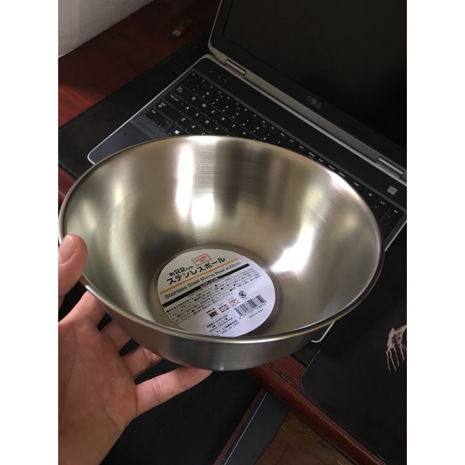 Tô trộn thực phẩm Salad cao cấp nhập từ Nhật Bản 22cm x 9cm thép không gỉ, sản xuất tại Ấn Độ