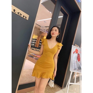 Đầm nữ xòe chân váy ôm eo body đan dây lưng