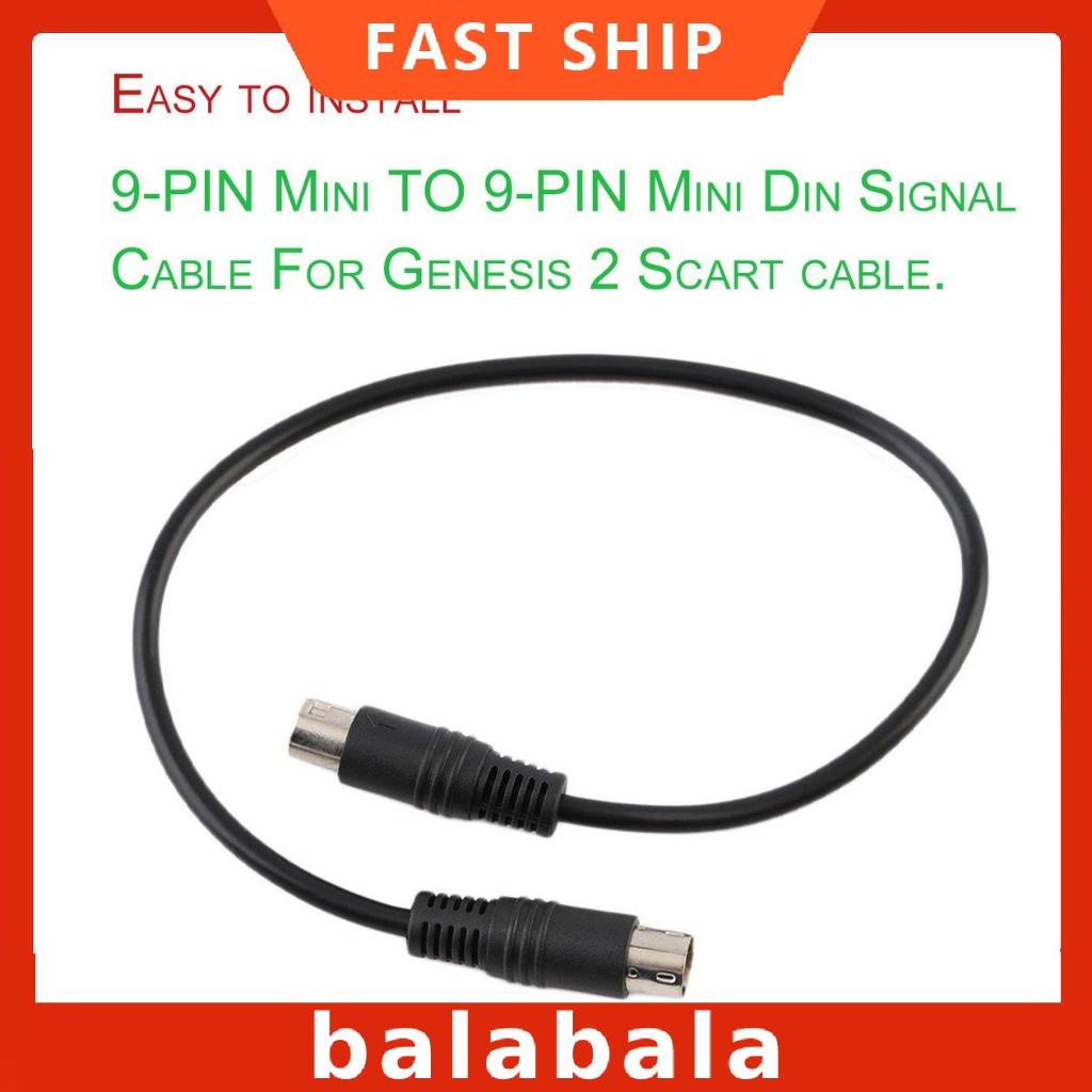 [BL]Black 9-PIN Mini TO 9-PIN Mini Din Signal Cable For Genesis 2 Scart Cable