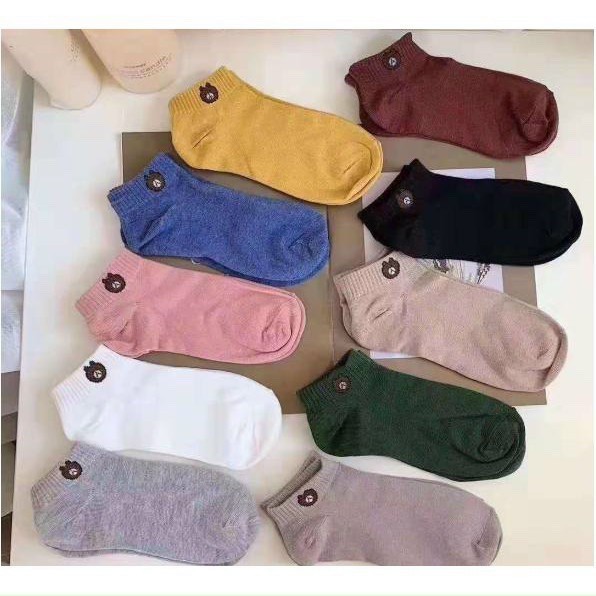 Combo 2 Đôi Tất Nữ Cổ Ngắn Họa Tiết Hoa Cúc Và Gấu VNxk