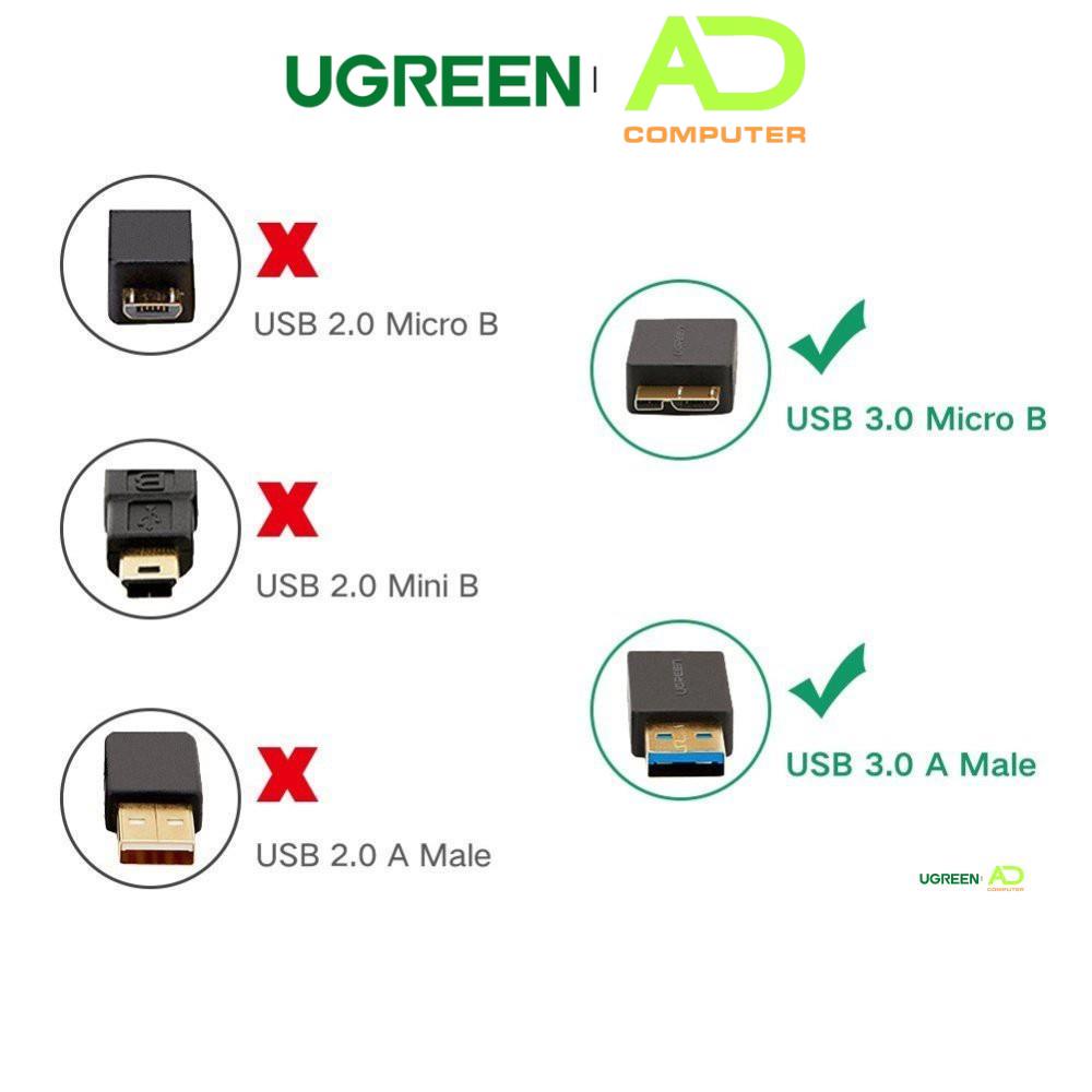 Dây Micro USB 3.0 mạ vàng dài từ 0.25-2m UGREEN US130 dạng dây dẹt và tròn
